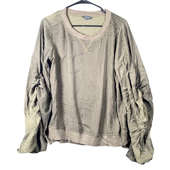 Express Womens Sweatshirt Forrest Green Shimmer Long Sleeve Crew Neck M - Picture 1 of 10